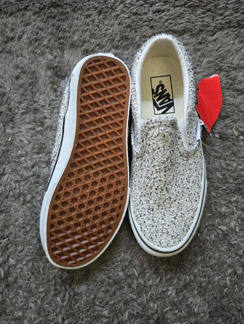Vans Classic Slip On Women 6.5 Boucle Speckle And White 0826